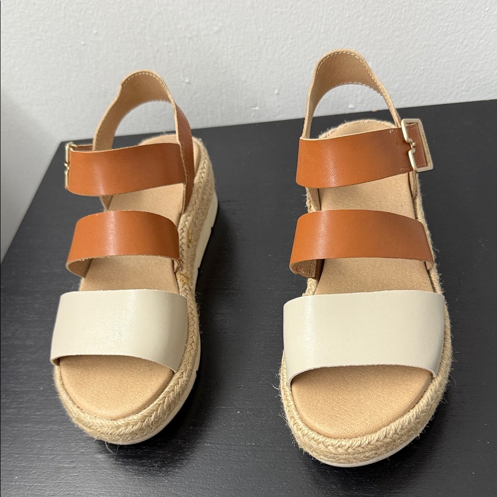 Dr. Scholl's Tan and Cream Espadrille Sandals